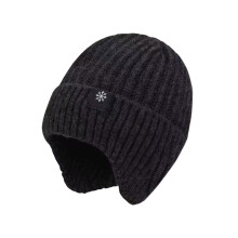 Winter Ear Protective Hat for Senior Men Neck-Black single cap