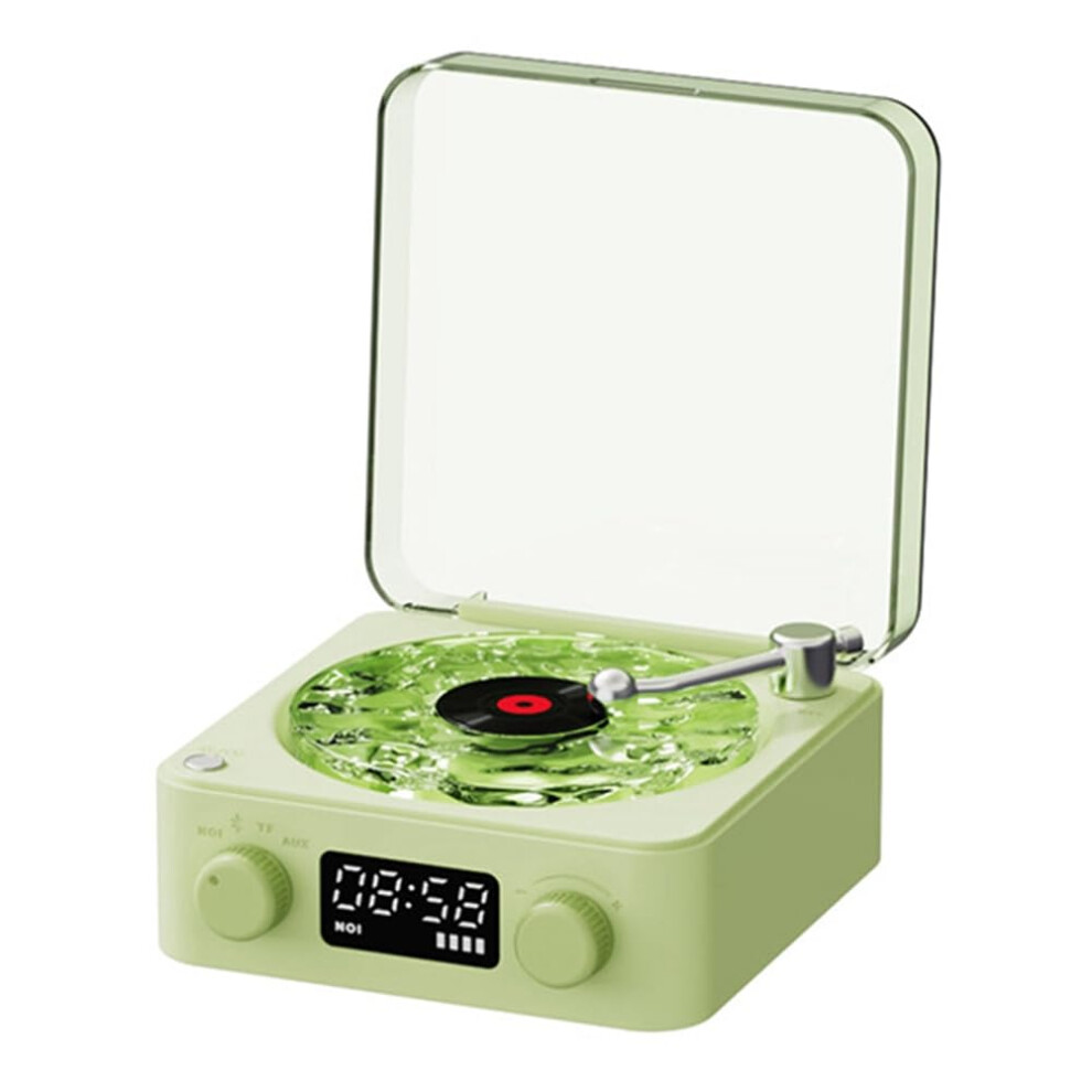 Retro Alarm Clock Bluetooth Audio Record Player Wireless Small Speaker Portable Subwoofer Easy Install Green 9323874226170