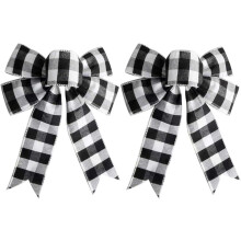 Red Black Plaid Buffalo, Decorative Bow for Christmas Tree Topper, Add a Touch of Elegance to Your Holiday Decor