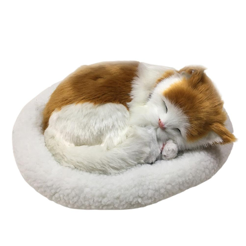 Stuffed Plush Toys with Realistic Sleeping Pose, Home Ornament Featuring Breathing Cuddly Cats, Soft Plush Material Purring Cat Toys, Simulated Sound
