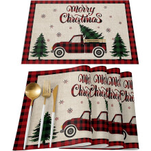 Elegante tafelbescherming: Kerstplacemats met hertenmotief, winterse tafelmatten voor binnen en buiten, geschikt voor huisfeesten, hittebestendig,