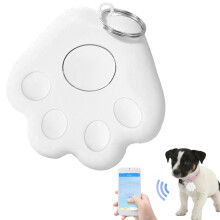Pet Tracker Cat ClawShaped AntiLost Device, Long Standby Wireless Phone Locator, RealTime Pet Location Tracker, White
