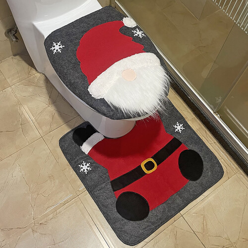 Toilettes Gnome de noël pour housse de siège, ensemble de tapis, 1
