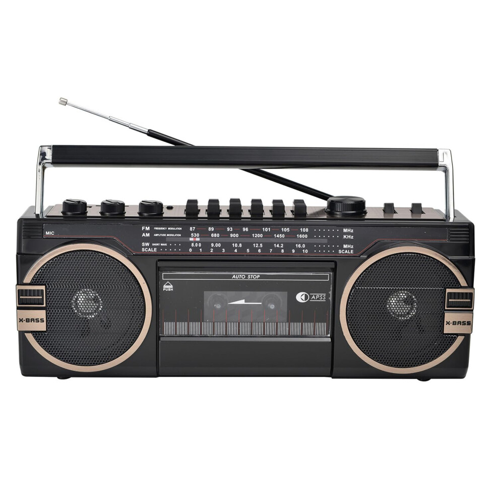 Portable Boom Box Tape Player Retro Bluetooth Cassette Recorder Am/Fm Radio Speaker For Family Gatherings And Travel 9067246081836