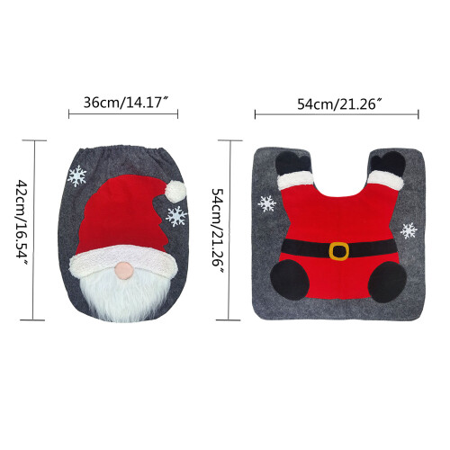 Toilettes Gnome de noël pour housse de siège, ensemble de tapis, 2