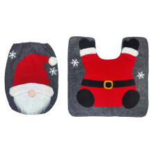 Kerst Cartoon Gnome Toilet voor Seat Cover Set Voordeur Mat