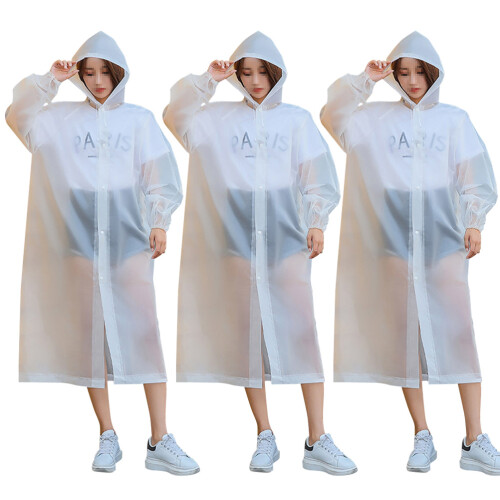 3Stk Weiße EVA Regenponcho Mit Und Elastischen Ärmeln 2