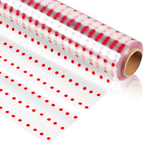 Folded Cellophane Wrap 3 Mil Red Dots Pattern 3000x80cm 2