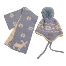 Leuke kersthertenhoed+halsdoek voor creatieve wollen muts,-Blauw