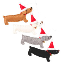 Allegria natalizia: decorazioni da appendere a forma di bassotto in tessuto non tessuto, accessori indispensabili per le feste degli amanti dei cani.