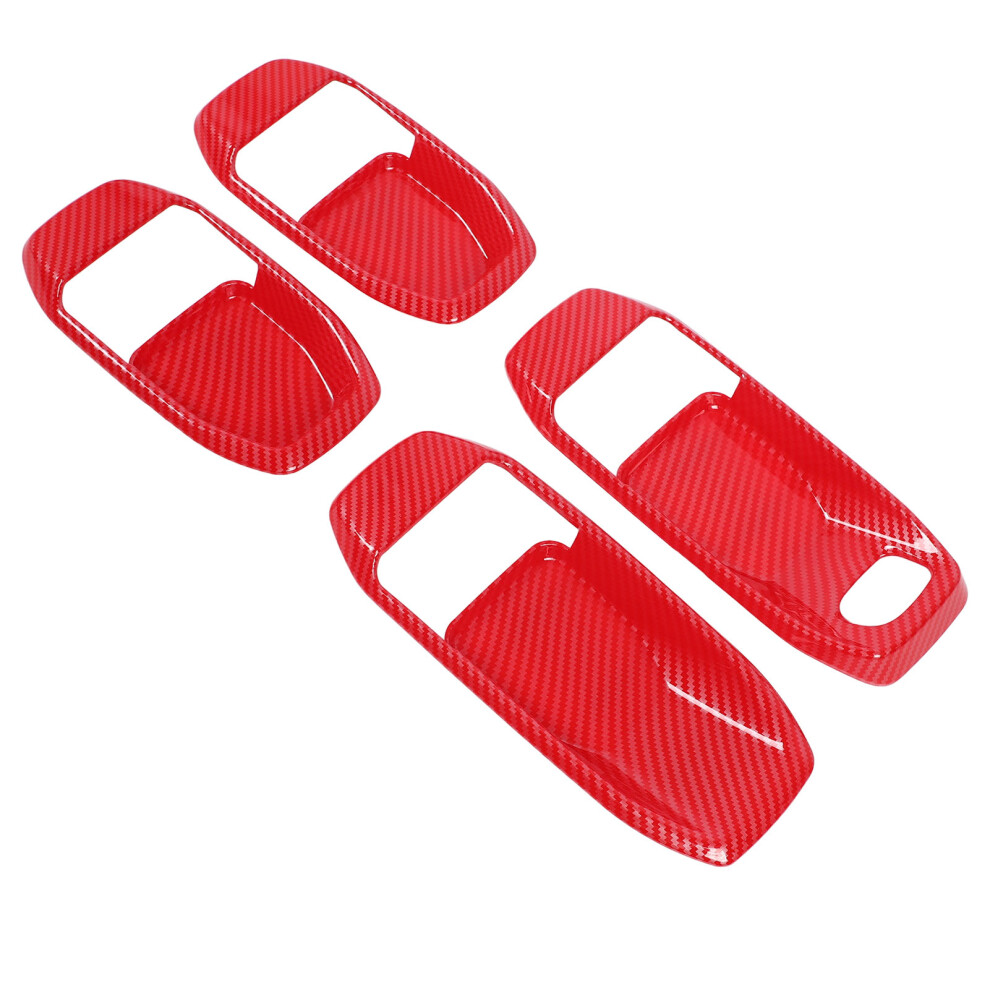 4Pcs Carbon Fiber Inner Door Handle Bowl Cover Trim For Jl Jlu 2018-2025 Red 6941364275540