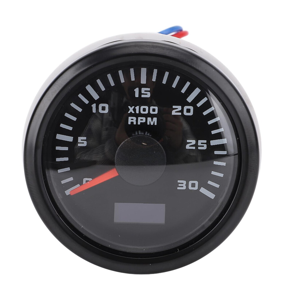 52Mm Tachometer 3000Rpm Dc 9-32V 7 Color Backlight Hour Meter Dial Black 5001364275054