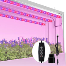 Lâmpadas de cultivo para plantas de interior, fitas de LED com instalação flexível e temporizador de ciclo automático, 12W de alta eficiência