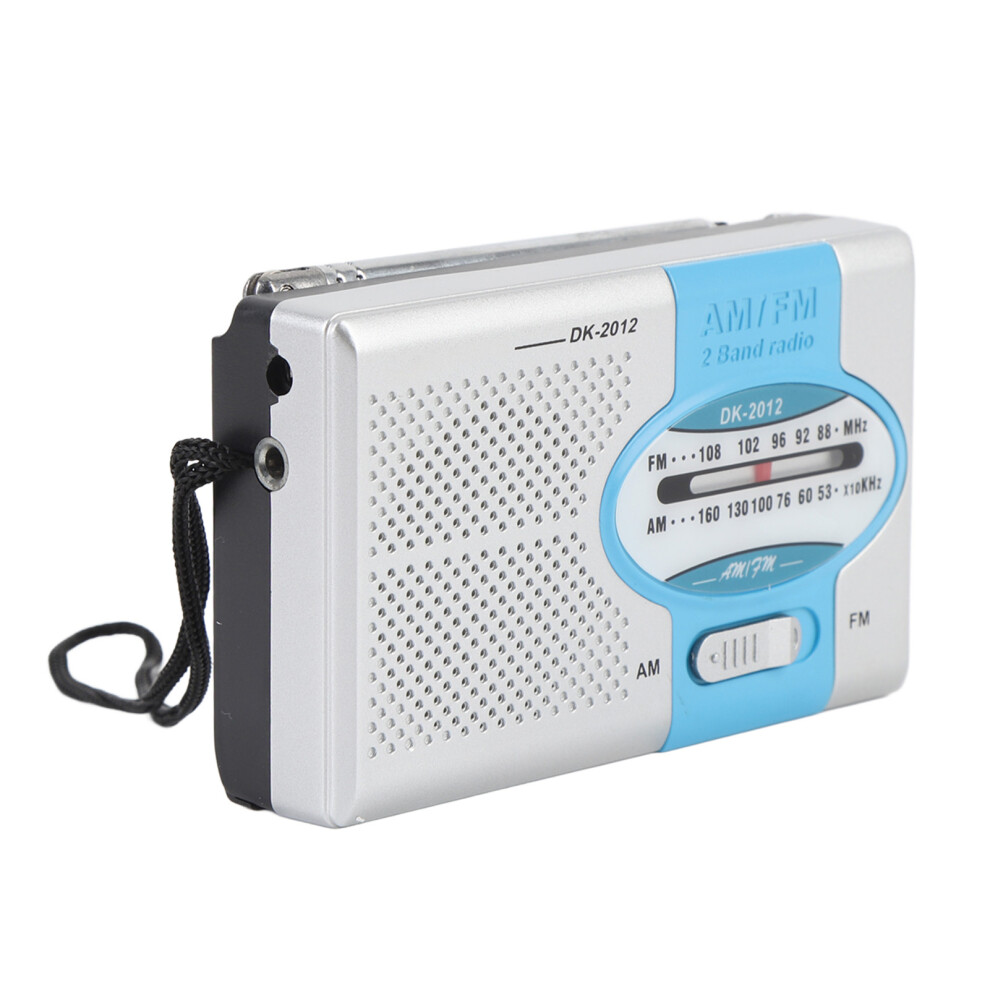 Portable Am/Fm Radio With Earphone Jack Pocket Transistor Silver/Blue 8431364276367