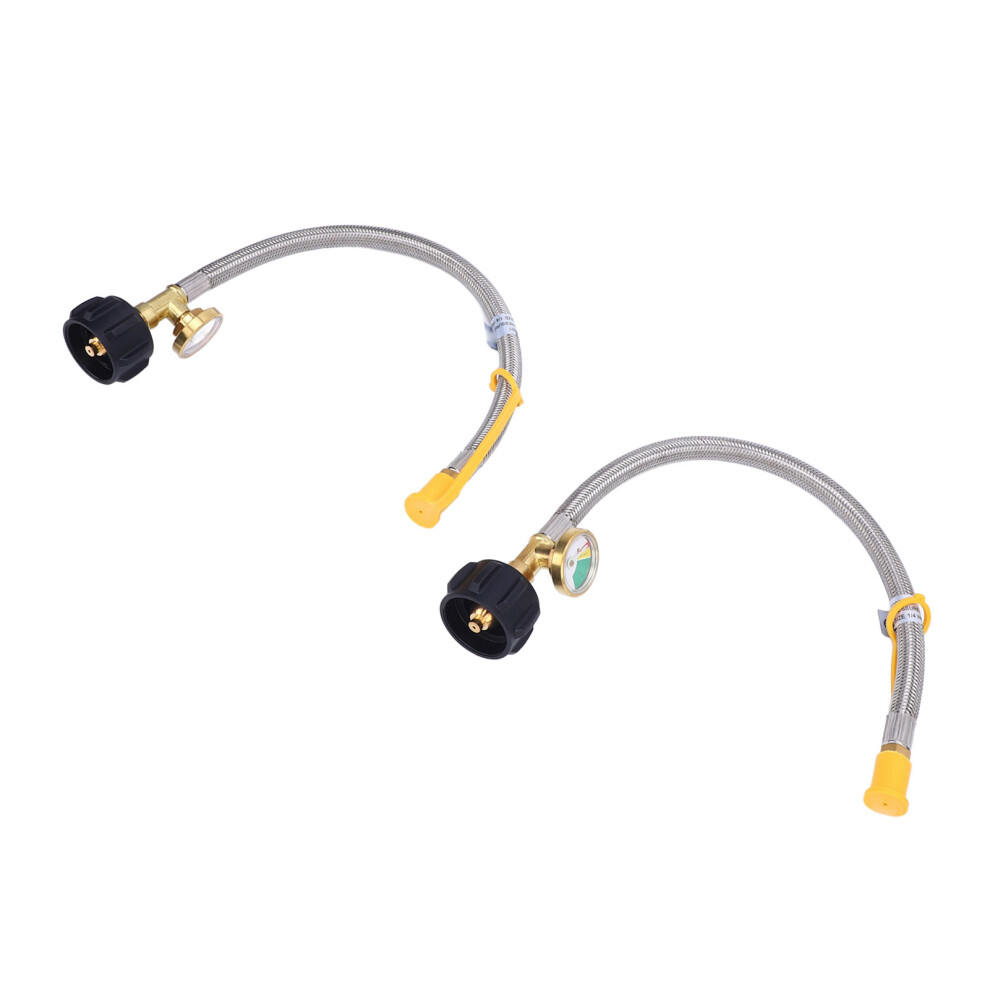 2Pcs 15 Inch Stainless Steel Rv Gas Hoses 250Psi 1/4In Npt With Gauge 4931364276632