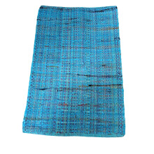 Tapis Rectangulaire en Jute Naturelle Tissé Main 60x90 cm Bleu pour Salon Chambre Couloir Décoration Intérieure Durable