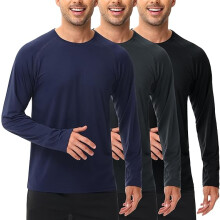 UEEKO T-shirts de sport pour hommes, lot de 3, manches longues, respirantes, taille S