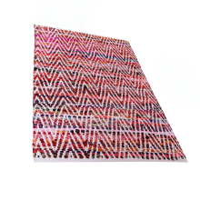 Tapis Rectangulaire en Jute Naturelle 60x90 cm Tissé Main Bicolore Blanc et Rouge pour Salon Chambre ou Couloir Déco Bohème
