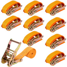 Set mit 10 Spanngurten mit Schnalle 6 m x 25 mm Tragfähigkeit 800 kg Orange — zurrsysteme, anhängerzubehör