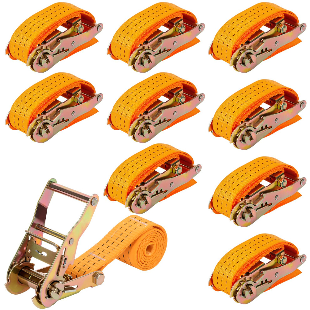 Set Of 10 Ratchet Tie-Down Straps - 6M X 25Mm Heavy-Duty Lashing Straps With 800Kg Capacity For Cargo, Trailers & Motorcycles 5902362806625