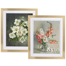 Gold Double Layered Picture Frame - 8x10 Inch Wooden Photo Display for Wall Mount or Tabletop Standing with Acrylic Glass