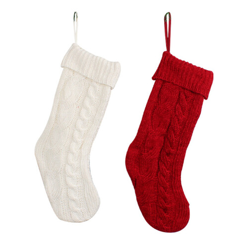 Gestrickte Weihnachtsstrümpfe, hängende Socken,-Rot 2