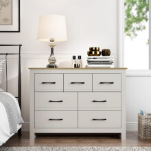7 Schubladenkommode Moderner Schlafzimmerschrank 119x37x76,5 cm Hellgrau