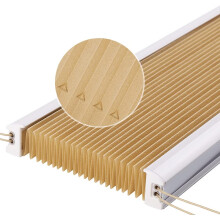 No-Drill Pleated Window Blind - Easy-Fit Adjustable Privacy Sun Shade, Semi-Transparent Light Filtering Fabric, Beige, 105 x 130 cm