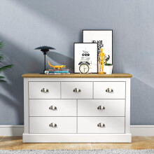 Galano Kommode Anrichte 7 Schubladen Holz Weiß 119 x 73,6 x 35,3 cm — kommode mit 7 schubladen, sideboard kredenz weiß, wohnzimmermöbel galano