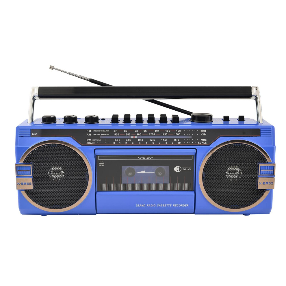 Portable Tooth Boombox Retro Built In Cassette Player Usb And Tf Card Playback Tape Recorder 5.0 Tooth Blue 9323874226958