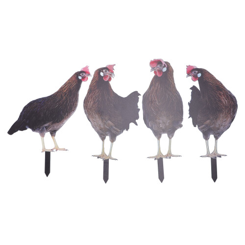 4 Stück bunte Garten-Henne-Stecker - Acryl-Dekor 2