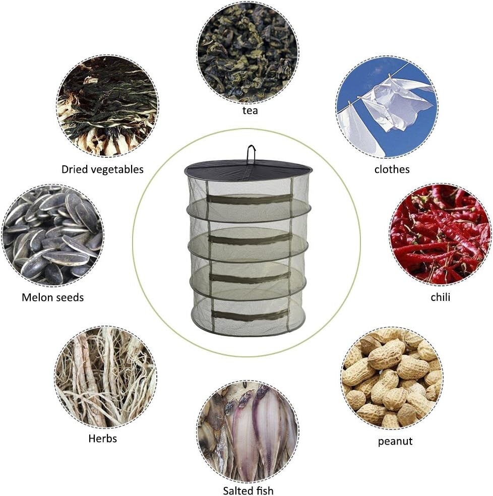 Herb Drying Rack with Zippered Chambers, Durable Polyester Mesh & Steel ...