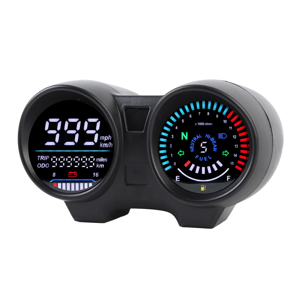 Dc 12V Motorcycle Speedometer 7-Color Backlight Lcd Odometer Tachometer 9431364280431
