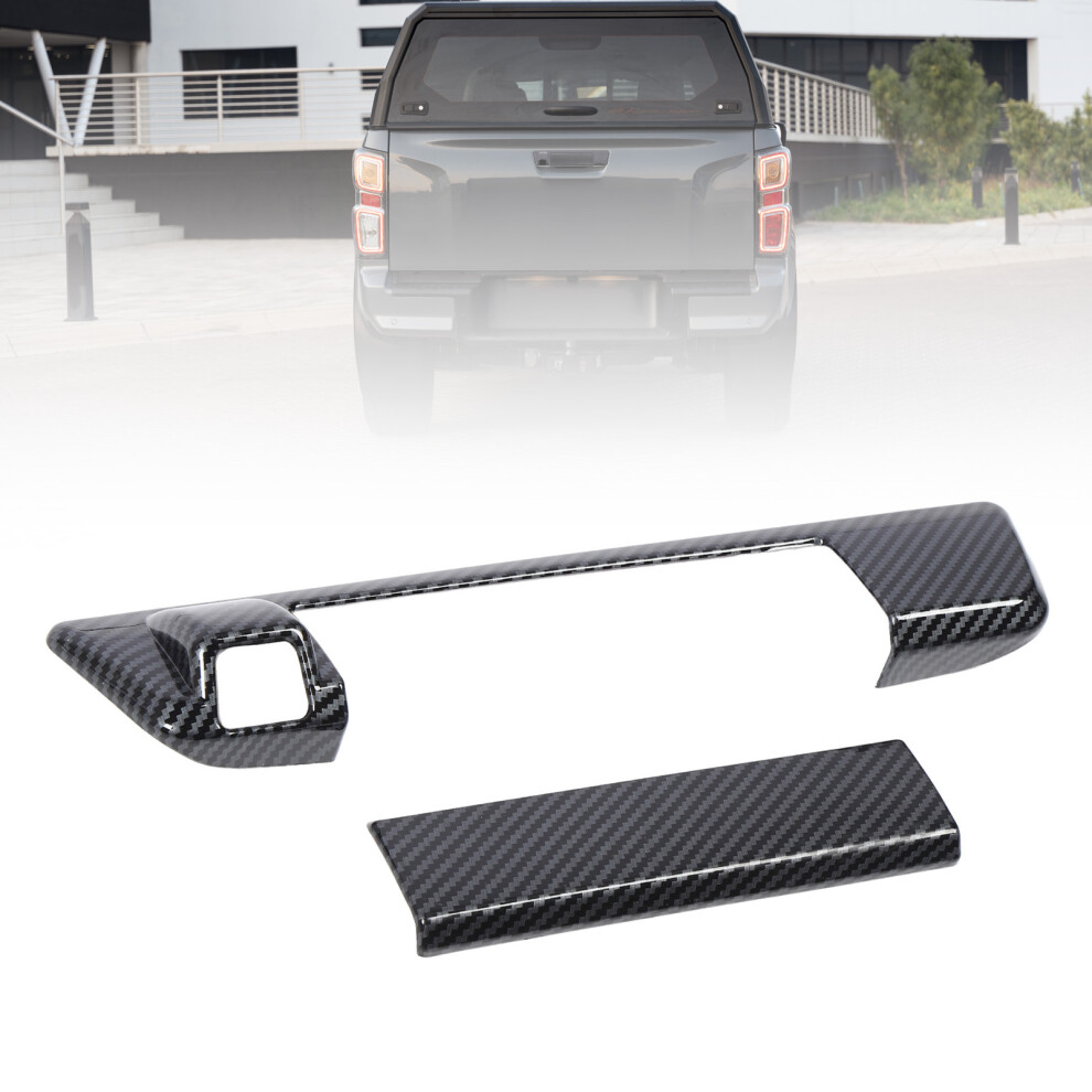 Chrome Tailgate Handle Cover For Isuzu D-Max 2021-2024 Carbon Fiber Style 8741364280661