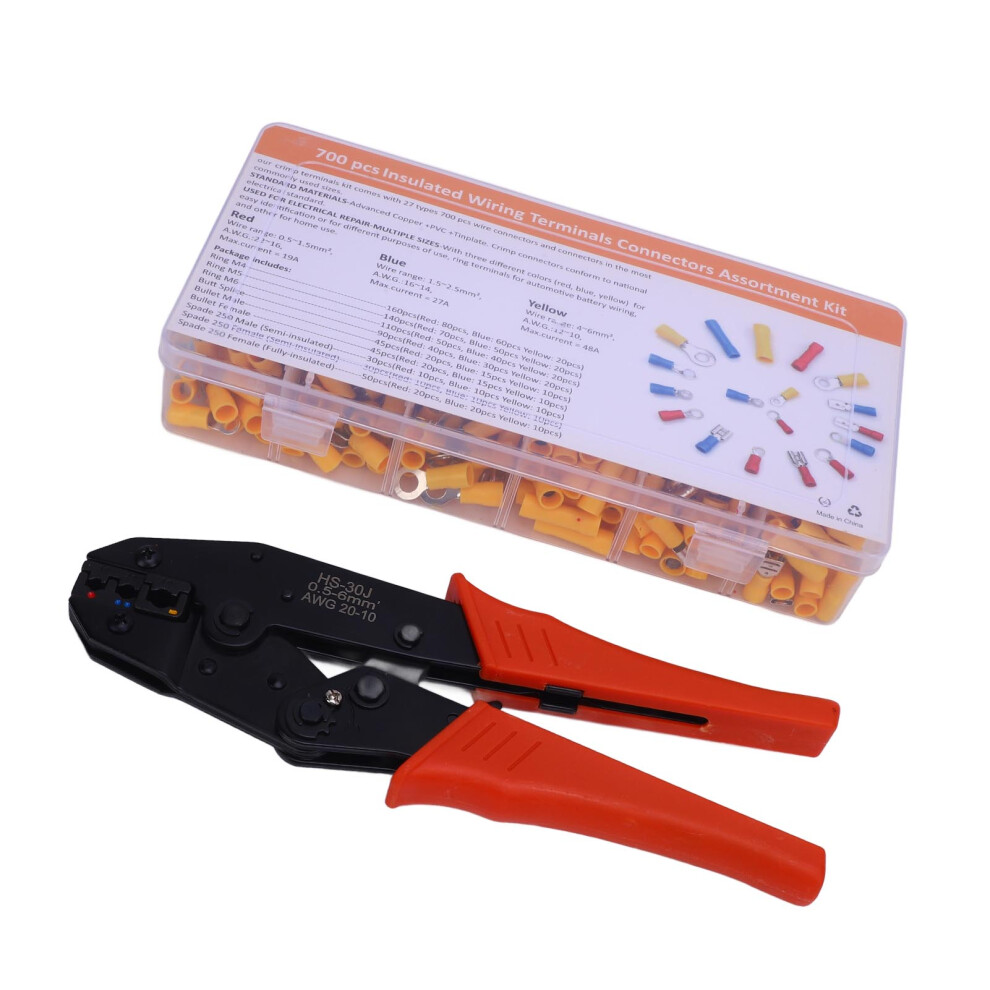 700Pcs Insulated Wiring Connectors Kit With Ergonomic Crimping Pliers, 22-10 Awg 3661364281015