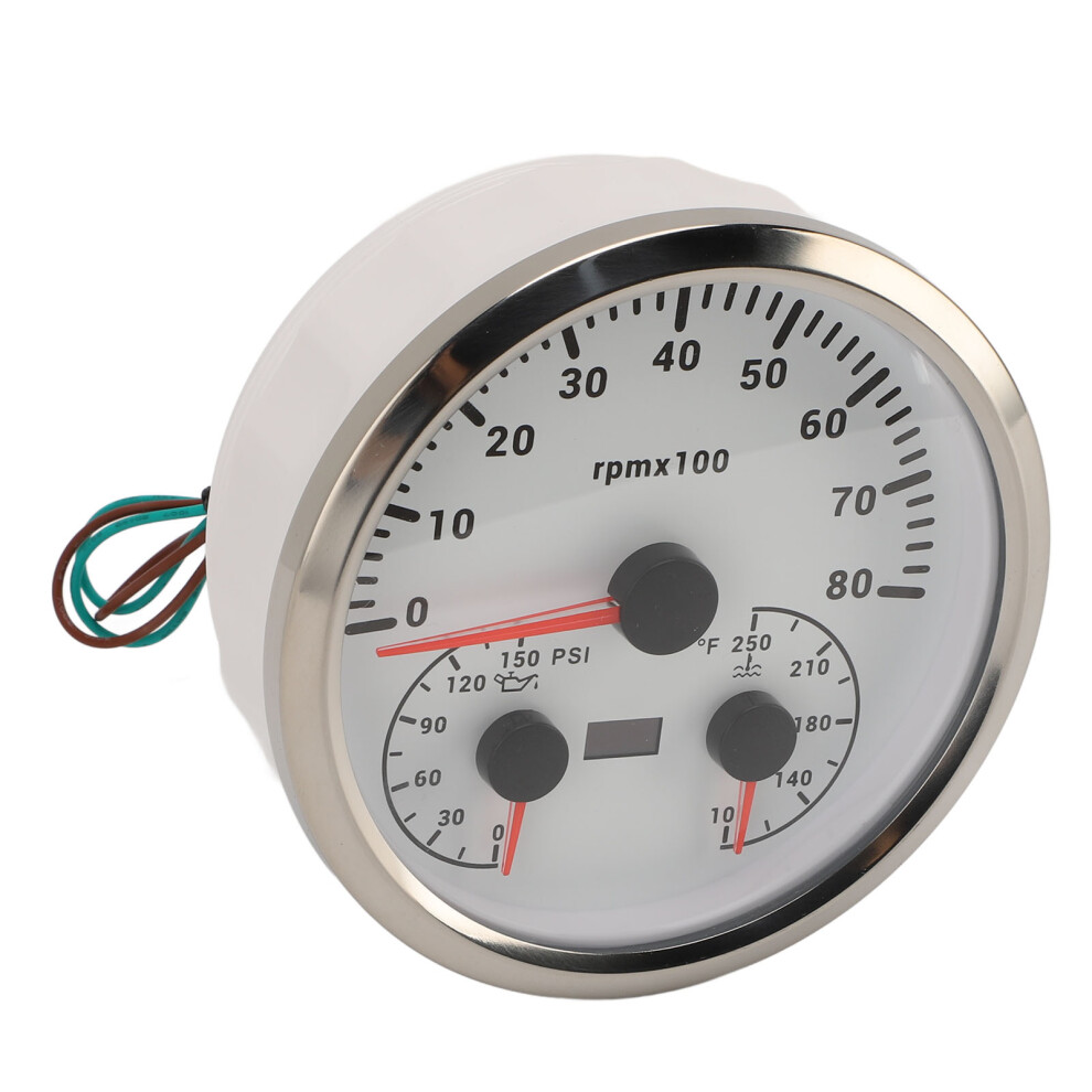 3 In 1 Speedometer Kit, 8000Rpm, 150Psi Oil, 250 Temp, 7 Color Backlight, 110Mm White 8711364281609
