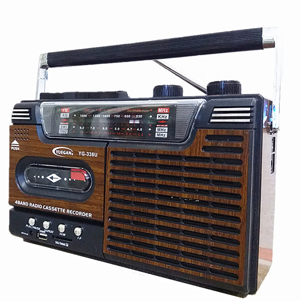 Retro Radio Cassette Player With Am/Fm Analogue Tuning, 4Band, 3.5Mm Headphone Jack, Builtin Microphone, Fidelity 9323874227160