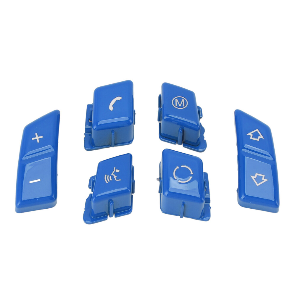 Sporty 6Pcs Steering Wheel Control Buttons Replacement For E81 E82 E87 E88 Blue 4601364275415