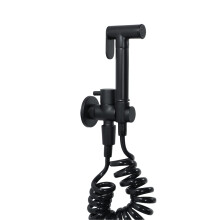 Handheld Bidet Sprayer Brass Cloth Diaper Sprayer Set Black Round Shape Black Stretchable Hose For Bathing Pets