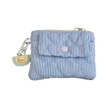 Trendy Lightweight Coin Purse and Card Holder-Love blue stripe