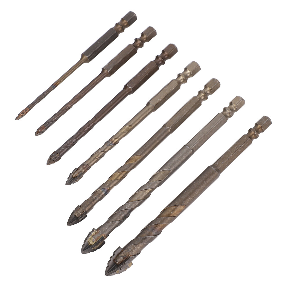 7 Pcs Masonry Drill Bit Set Hex Shank, 3-12Mm Concrete & Glass Drills 9461364283699