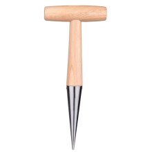 Piantatoio da giardino, essenziale per forare e seminare, punta in acciaio inossidabile, manico in legno con design ergonomico, coperto da garanzia a