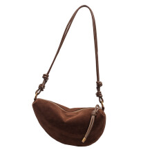 Women Bag Retro Crossbody Bag Trendy Dumplings Bag-Coffee color