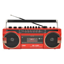 Portable Boombox CD Tape Player Cassette Recorder Cassette Player AM FM Radio Bluetooth Connectivity 80s Retro Style Red