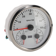 3-in-1 4-3/8" Electric Tachometer Oil Water Temp Gauge 0-10bar 6000rpm