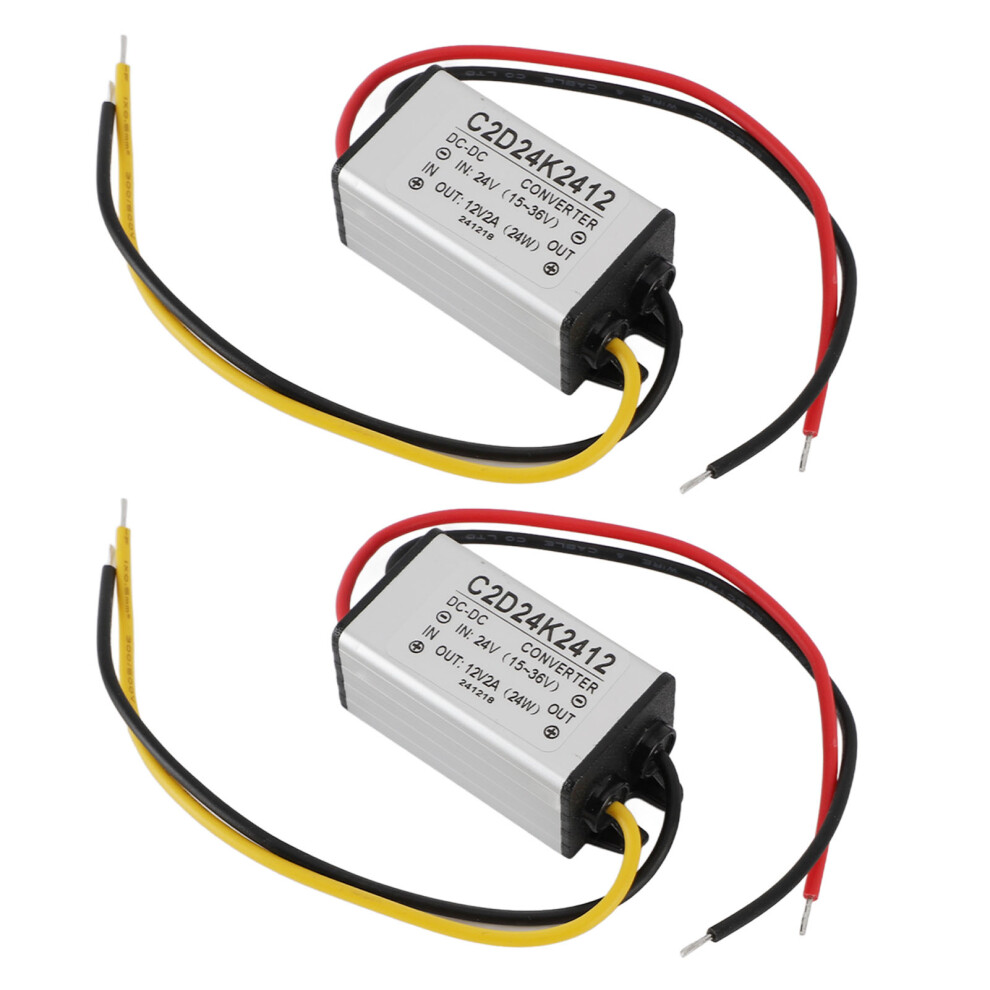 2Pcs Dc 24V To 12V 2A Waterproof Voltage Regulator Converter Ip68 4921364289084