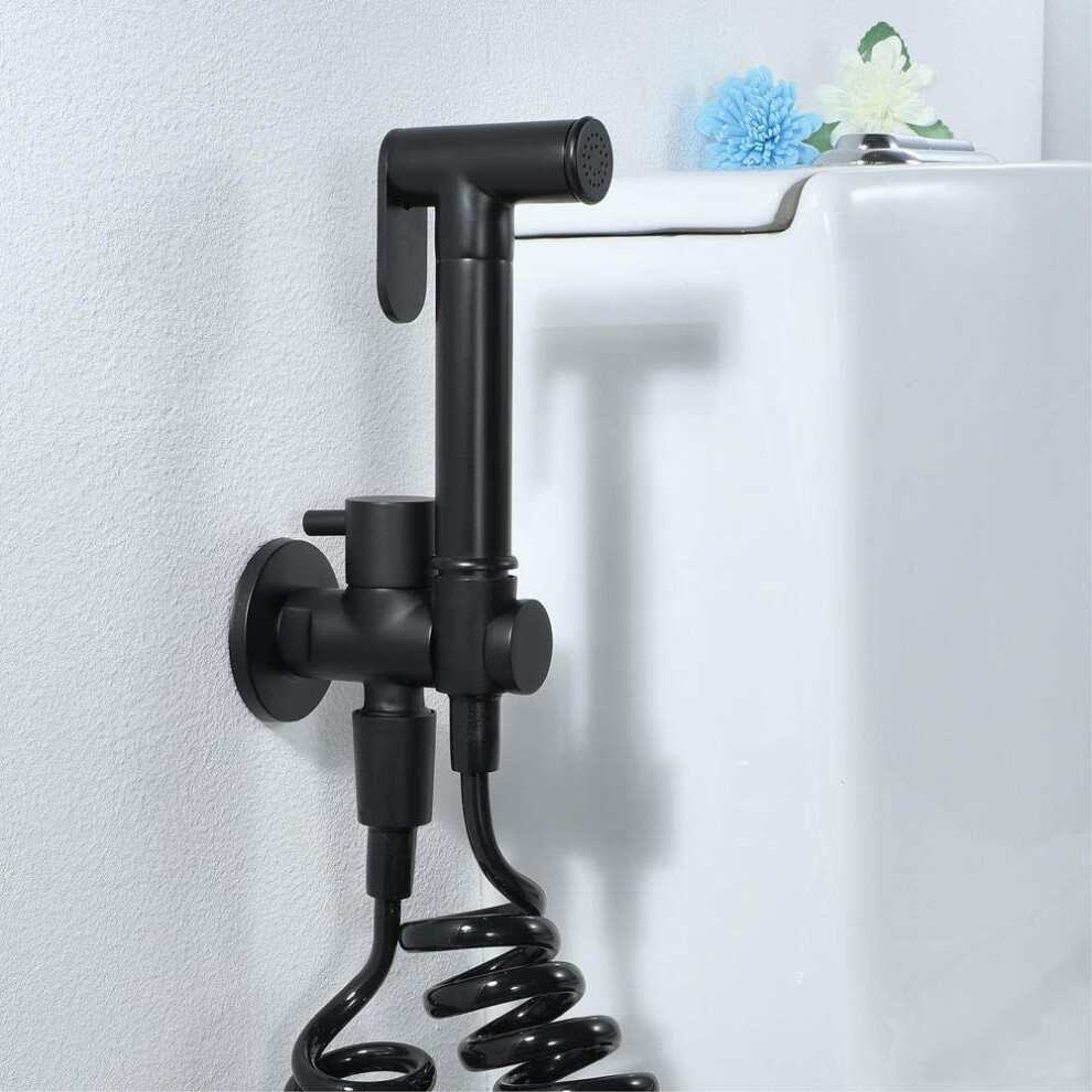 Chrome Wall Bracket Hose Set Brass Bidet Sprayer Black Toilet Spray Gun Bathroom Bidet Body Cleaner 9323874227559