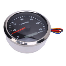 110mm 4 3/8in Boat Tachometer with 7 Color Backlight, 6000RPM, DC 9-32V