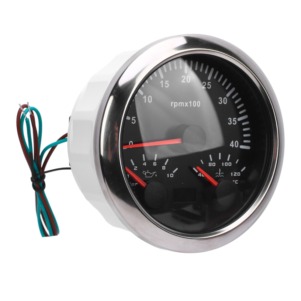 3 In 1 Electrical Tachometer Oil Temp Water Gauge 3 3/8", 7Colors Backlit Black 9301364290863