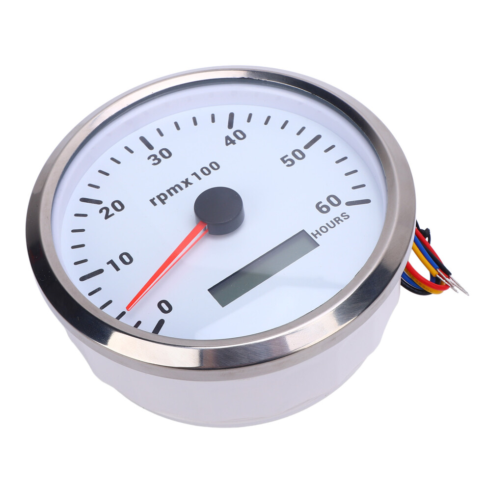 110Mm 6000Rpm Tachometer With 7 Color Backlight And Hour Meter For Boat & Rv White/Silver 7901364291086